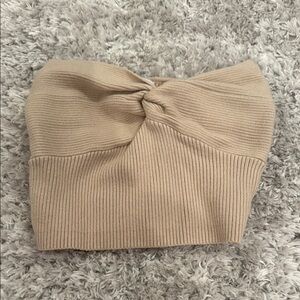 Princess Polly Beige Cropped Tube Knit Top